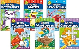 School Zone My First Activity 6-Pack Workbook Set: 288 Pages, Preschool, Kindergarten, 1St Grade, 2Nd Grade, Dot-To-Dot, Hidden Pictures, Mazes, Coloring, Word Search, Crosswords, Ages 4+ ürün görseli 1