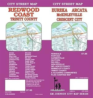 Eureka/Arcata/Crescent City/Redwood Coast/Trinity County, California Street Map ürün görseli 1