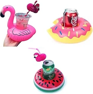 Netavantaj Donut Karpuz Flamingo 3Lü Şişme Havuz Deniz Bardak Tutucu Float Bar Seti ürün görseli 1