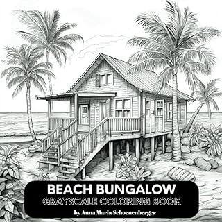Independently Published Beach Bungalow Grayscale Coloring Book ürün görseli 1