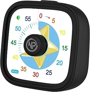 Npo Mutfak,Ders,Yemek Için 60Dk Analog Alarm Zamanlayıcı,Pomodoro Öğrenci Motivasyon Saati (Siyah-Yıldız) ürün görseli 1