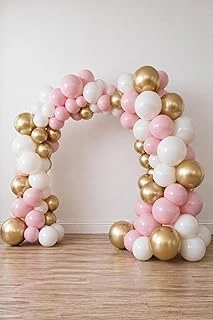 Krom Gold, Pastel Beyaz Makaron Pembe Temalı Balon Seti ürün görseli 1