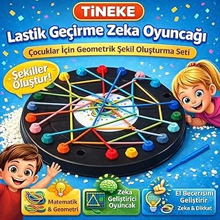 Ti̇neke Lastik Geçirme Zeka Oyuncağı Çocuklar İçin Eğitici Geometrik Şekil Seti ürün görseli 1