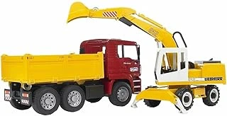 Bruder - Man Damperli Kamyon Liebherr Ekskavatör Ölçekli Model ürün görseli 1