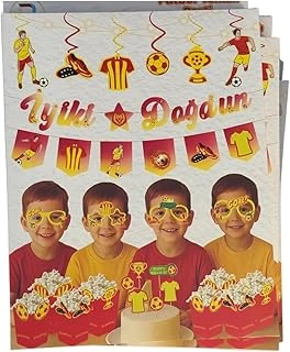 Jl Sarı Kırmızı, Taraftar Doğum Günü Parti Seti, 29 Parçalı, Banner, Tavan Sarkıt, 3D Gözlük, Pasta Figürü Mısır Kutusu ürün görseli 1