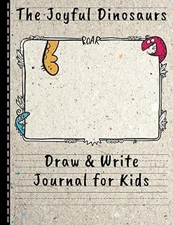 Independently Published Joyful Dinosaurs Draw & Write Journal For Kids: Cute Storybook Primary Draw, Dotted Midline And Picture Space, Learn To Write And Draw, Bonus Coloring Pages,Preschool To 3Nd G ürün görseli 1