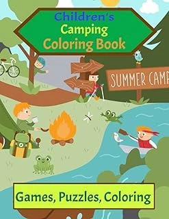 Independently Published Woodland Camping Coloring Book Pages And Activities With Games-Boys & Girls. Perfect For Car Rides, At Or Site, Ages 2-12. Boredom Buster, ... Great Stocking Stuffer ürün görseli 1