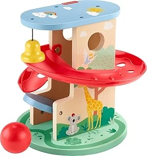 Fisher-Price 9 Aydan Büyük Bebekler Ile Yürüme Çağındaki Çocuklar Için 2 Ahşap Parçadan Oluşan Gelişime Ahşap Ağaçev Top Kaydırağı, Hxt92 ürün görseli 1