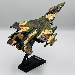 Oyuncak Model Uçak Dahili Şarjlı Buhar Atabilen Metal Kasa Işıklı Sesli Standlı Sürtmeli Savaş Uçağı + Kutulu F-16 (Askeri Yeşil) ürün görseli 1