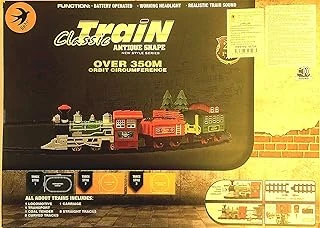 Klasik Tren Seti, Antik Şekil, Pilli, Çalışan Far, Gerçekçi Tren Sesi, 350M Yörünge, 20 Parça ürün görseli 1