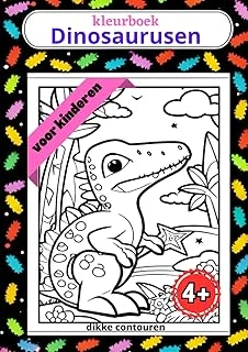 Independently Published Dinosaurusen Kleurboek Voor Kinderen: 50 A4 Kleurplaten - Vanaf 4 Jaar - Dikke Contouren Zodat Ze Elkaar Niet Overlappen (Dutch Edition) ürün görseli 1