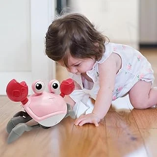 Eğlenceli Sağa Sola Hareket Eden Oyuncak Yengeç - Emeklemeye Sensörlü Hareketli Şarjlı Oyuncak Yengeç (Pembe) ürün görseli 1