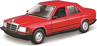 Bburago Mercedes 190E (1987): 1:24 Ölçeğinde Model Araba, Hareketli Kapılar, Kırmızı (18-21103R) ürün görseli 1