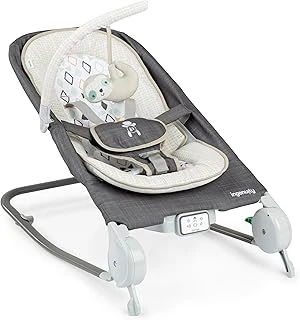 Ingenuity Happy Belly Baby Zıpzıp Koltuk Salıncak, Göbek Masajı Titreşim, Huzursuzluğu Yatıştırmaya Rahatlatmaya Olur, Müzik, Pelüş Tembel Hayvan Oyuncağı, 0-6 Ay, Gri, Parker ürün görseli 1