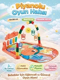 Dinozorlu Güneşli Piyanolu Bebek Oyun Halısı, Eğitici Oyuncak, Pembe ürün görseli 1