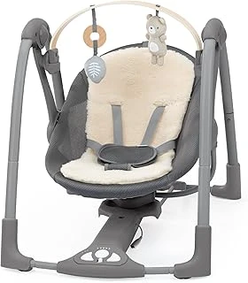 Ingenuity Every Season Swing 'N Go Taşınabilir Salıncak, Soğutma Isıtma Kumaşları, Çıkarılabilir Sürdürülebilir Ahşap Çubuk, Müzikli, 0 Aylık İle 9 Aylık Arasındaki Bebekler İçin, Gri, Wesley ürün görseli 1