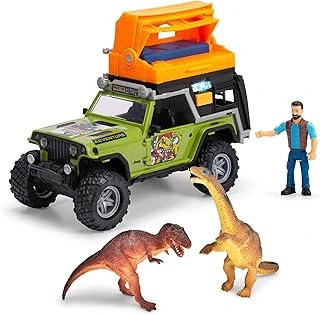 Dickie, 203834011, Dino Camper, Serbest Tekerlekli Jeep, Işıklı, Sesli, Açılır Kapılar, Yumuşak Lastikler, Merdivenli Kamp Tavanı, Figür, 2 Dinozor, 23 Cm ürün görseli 1