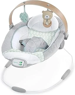 Ingenuity Cozy Spot Yatıştırıcı Bebek Zıpzıpı Ahşap Oyuncaklı Yay, Doğal Kauçuk Oyuncak, Emniyet Kemeri, Müzik Otomatik Kapanma, 0 İle 6 Aylık Arasındaki Bebekler İçin, Gri ürün görseli 1
