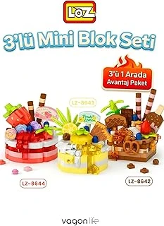 Loz Micro Block 3'Lü Pasta Figürü 3 Farklı Model Dekoratif Oyuncak Yapım Seti Yapı Blok Seti ürün görseli 1
