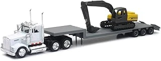 New-Ray 1:43 Ölçekli Kenworth W900 Lowboy Römork İnşaat Ekskavatörlü ürün görseli 1