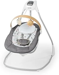 Ingenuity Simplecomfort Kompakt Yatıştırıcı Salıncak, Döner Oyuncak Çubuğu, Dönen Koltuk, 6 Hız Seçeneği, 0 Aylık İle 9 Aylık Arasındaki Bebekler İçin, 9 Kg’A Kadar, Parker ürün görseli 1