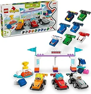 Duplo Town F1 Takımı Yarış Arabaları Sürücüler 10445-2 Yaş Üzeri Çocuklar İçin Eğitici Yaratıcı Oyuncak Yapım Seti (70 Parça) ürün görseli 1