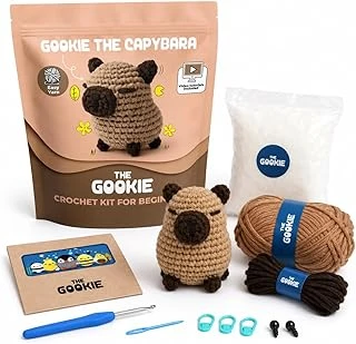 The Gookie Başlangıç Seviyesi Amigurumi Kapibara Örgü Seti, El Yapımı Tığ İşi Oyuncak, Kahverengi, Tam Set Malzemelerle ürün görseli 1