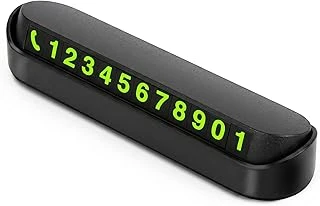 Araç Numaratörü - Araç İçi Telefon Numarası Levhası, Geçici Park Kartı, Otopark Numara Standı - Görünür Yeşil Rakamlı, Şık Dayanıklı Oto Aksesuar (Siyah) ürün görseli 1