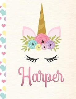 Harper: Personalized Unicorn Sketchbook For Girls With Pink Name - 8.5X11 110 Pages. Doodle, Sketch, Create! ürün görseli 1