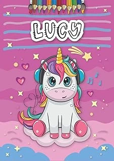 Independently Published Lucy: Personalized Coloring Book For Lucy | Theme: Unicorn | Birthday Gift For Girl, Daughter ... | Ages: 4-8 | 25 Unicorn Designs With Name Lucy, Large Size A4 (Ca. 8.5 X 11 ürün görseli 1
