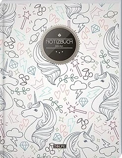 Tulpe Blanko Notizbuch A4 „C061 Einhörner“ (140+ Seiten, Softcover, Seitenzahlen, Register, Weißes Papier - Es Notizheft, Skizzenbuch, Zeichenbuch, Blankobuch, Sketchbook) ürün görseli 1