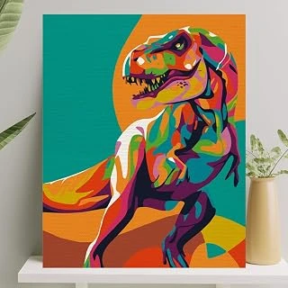 Palmiye Hobi Sanat Sayılarla Boyama Tuval Seti Fırça Boya Dahil (Çıtalı) 40X50 Cm - Dinozor ürün görseli 1