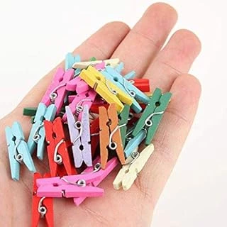 Renkli Dekoratif Fotoğraf Albüm Mini Ahşap Mandal ~100 Adet ürün görseli 1