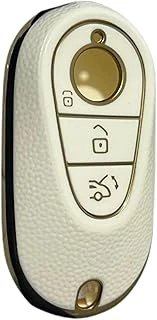 Autohan Keys Lüx Mercedes Için Nano Anahtar Kılıfı, W206 W223 S350 C260 C300 Serisi Uyumlu, Beyaz Gold Tasarım ürün görseli 1