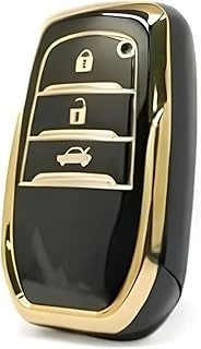 Autohan Keys Lüx Toyota Corolla Flama X Pack 3 Buton Nano Anahtar Kılıfı Siyah Gold Altın Renk ürün görseli 1
