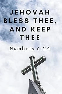 Jehovah Bless Thee, And Keep Thee - Numbers 6:24: Cross Under Sky Background Christian Journal With Encouraging Bible Verse Cover Quote For Women, Men And Kids ürün görseli 1