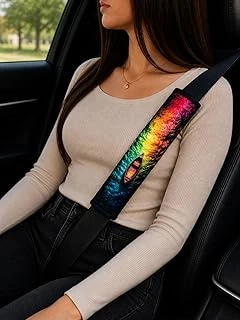 Dijital Baskılı Emniyet Kemeri Pedi, Terlemeyi Önler, Nefes Alabilen Kumaş, Universal, 26 Cm, Yumuşak Süngerli, Gökkuşağı Desenli, 2 Adet ürün görseli 1
