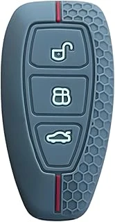 Autohan Keys Ford Anahtar Kılıfı, Focus Fiesta Kuga Mondeo Smax Cmax Ecosport Modelleri Için, Gri Petek Desenli Silikon Koruyucu Kılıf ürün görseli 1