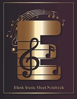Independently Published E: Initial Musical Letter E Monogram Personalized Music Notebook, Initial Name Journal, 8.5" X 11" 120 Blank Music Sheets Journal ürün görseli 1