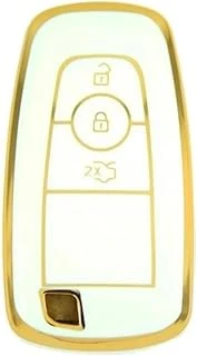 Autohan Keys Ford Uyumlu Kuga Fusion Ecosport F150 F250 Ranger Için Nano Anahtar Kılıfı, Beyaz Gold Renk ürün görseli 1