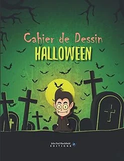 Cahier De Dessin Halloween: V1-2 Grand Cahier De Dessin Pages Blanches Sur Le Thème D'Halloween | Carnet De Croquis Dessin Schémas Coloriage De 100 Pages | Fond Vert Noir Tombes ürün görseli 1