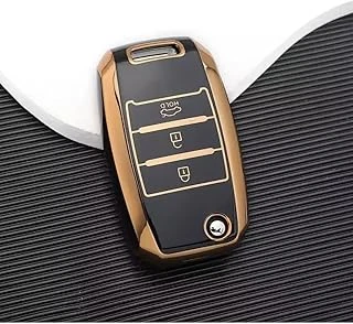 Autohan Keys Kia Için Anahtar Koruma Kılıfı, Siyah Altın Renk, Rio Ceed Cerato Sportage Modelleri Ile Uyumlu ürün görseli 1