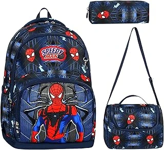 Üçlü Okul Çantası Seti İlkokul Okul Çantası + Termal Beslenme Çantası + Kalemlik (Spiderman Örümcek Adam) ürün görseli 1