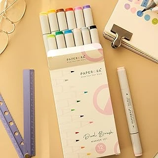 12’Li Çift Uçlu Alkol Bazlı Marker Kalem Seti – Brush + Chisel ürün görseli 1