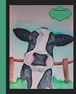 Country Cow Water Color Composition Note Book: Bonus 50 Pages Double Sided Blank Doodle/Drawing Pages In The Back ürün görseli 1