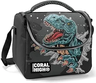 Coral High Erkek Okul Okul Beslenme Çantası - Siyah Gri Dinazor - Termal Astarlı ürün görseli 1