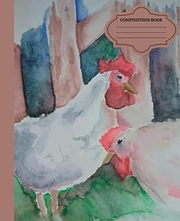 Independently Published Water Color Chickens On The Farm Composition Lined Note Book: Bonus Section With 100 Pages To Doodle And Draw ürün görseli 1