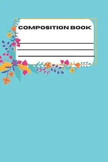 Composition Book: Teal Floral: College Ruled Paper 6X9-100 Pages ürün görseli 1