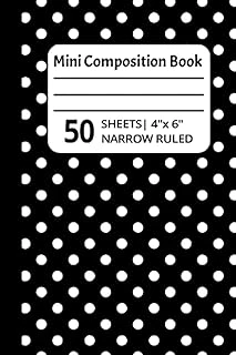 Mini Composition Book: Black And White Polka Dot 4"X6" Narrow Ruled ürün görseli 1