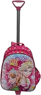 Anaokulu Çocuk Çekçekli Valiz Sırt Çantası Çekçekli Kız Çocuk 2In1 Sue And Se Model Ön Yüzey 5D Boyutlu Pembe ürün görseli 1